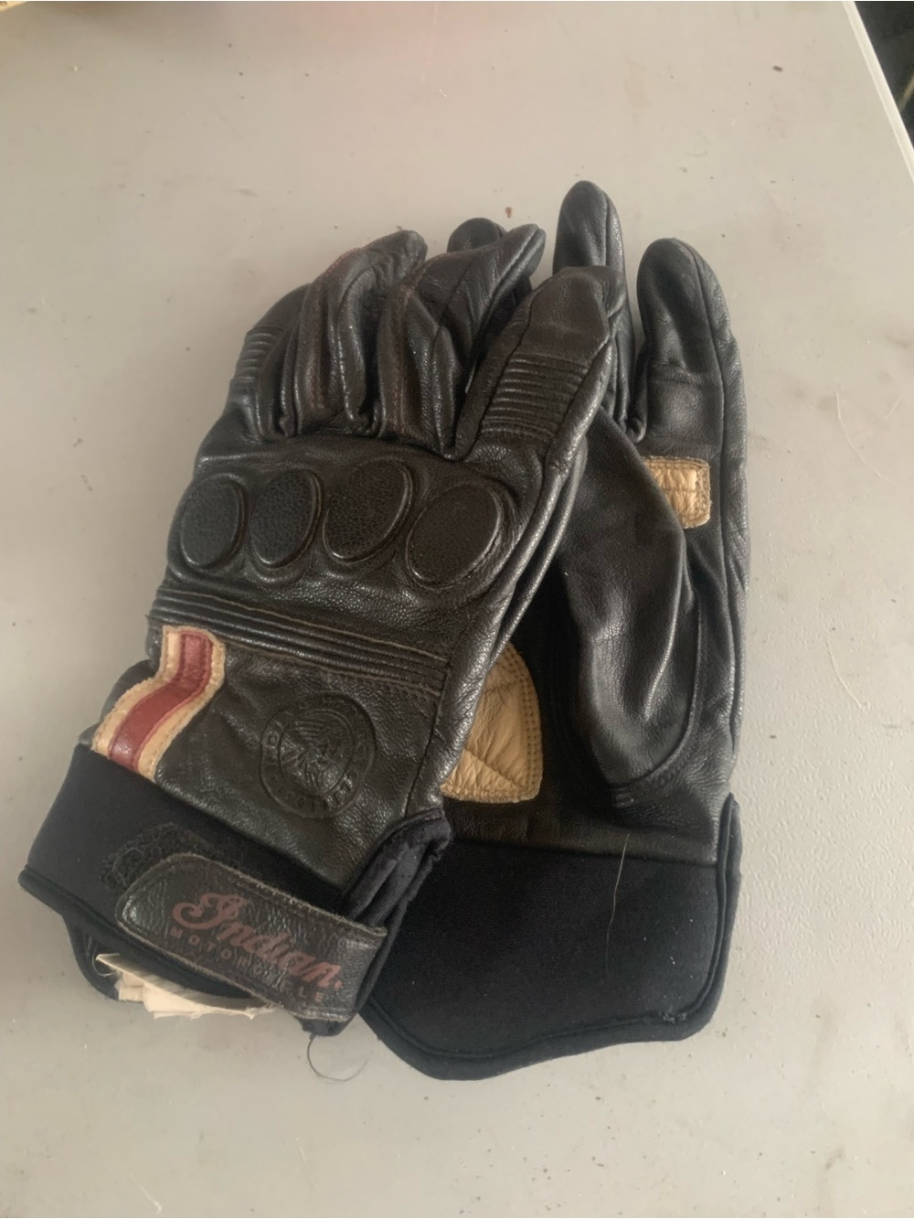 Men's Black Leather Indian Riding Gloves